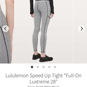 lululemon athletica Women's Black and White Speed Up Tight